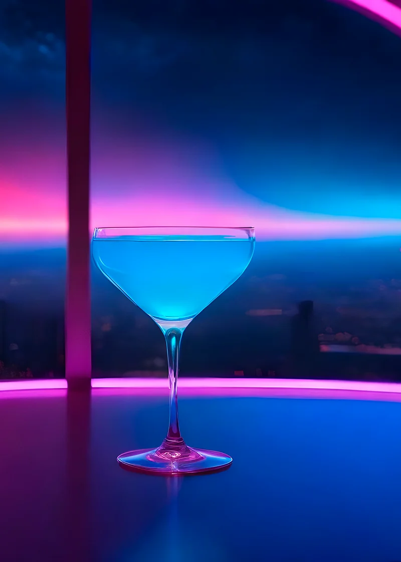 Blue Velvet Martini cocktail with a lime garnish