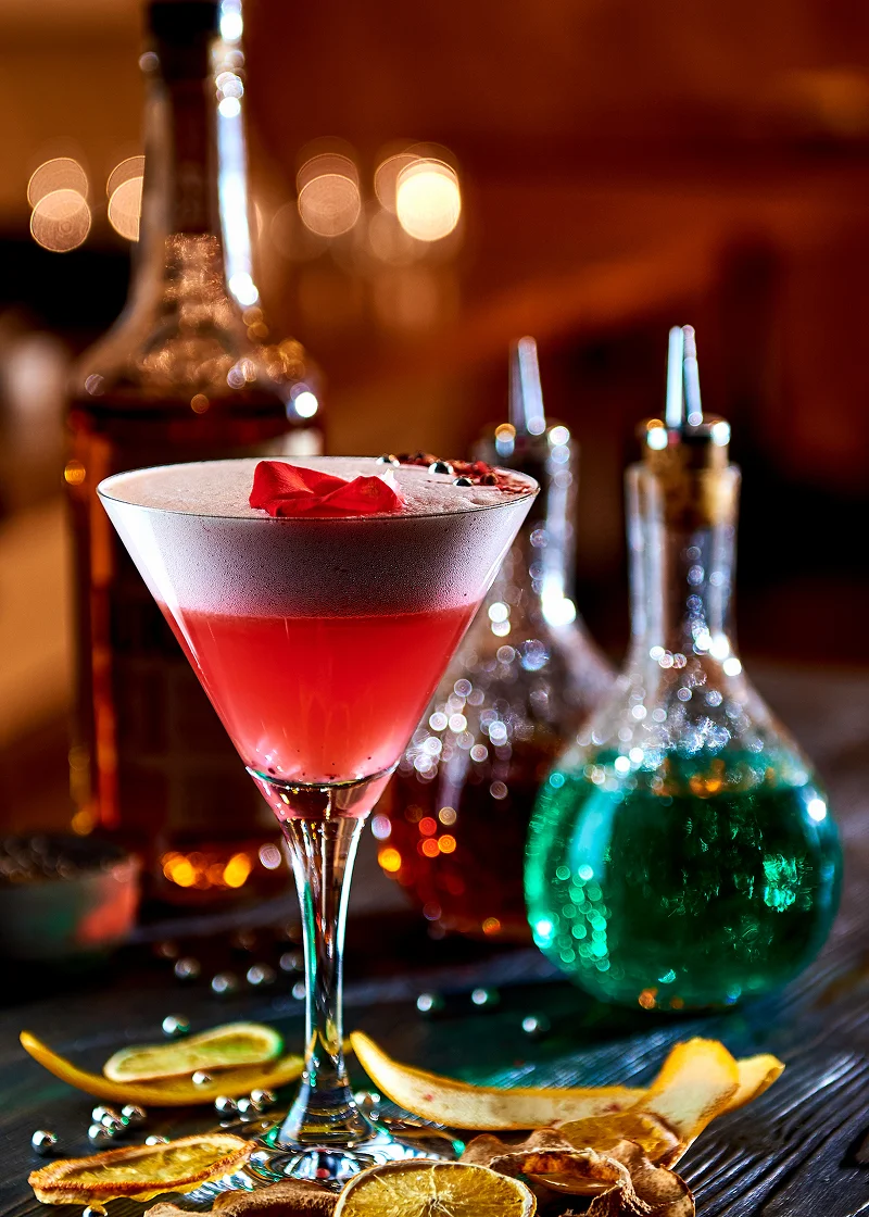 Golden Flame cocktail with orange slices